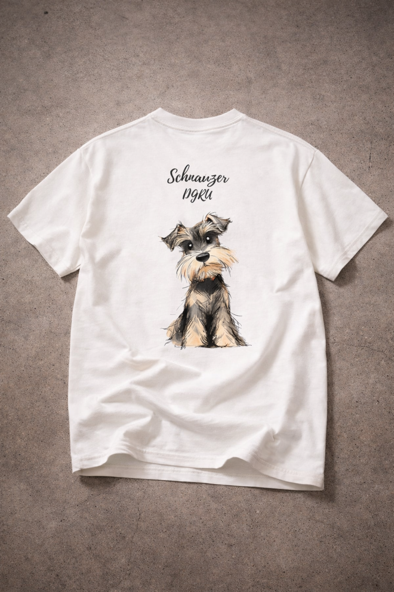 シュナウザーのイラストが入った白Tシャツ